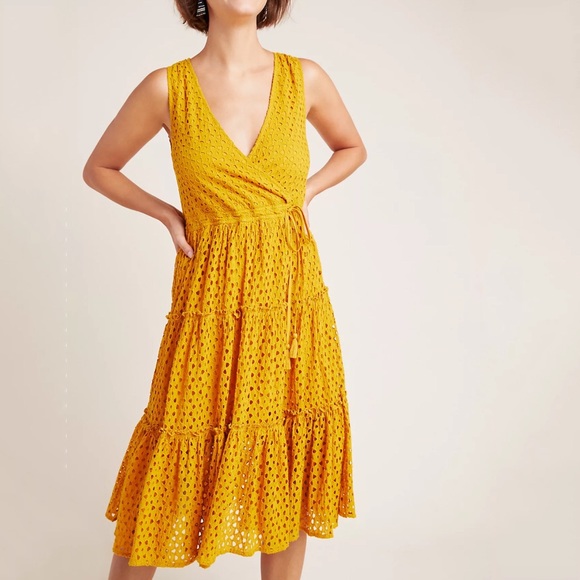 Anthropologie Frye Nuri Eyelet Wrap Dress - Picture 3 of 8